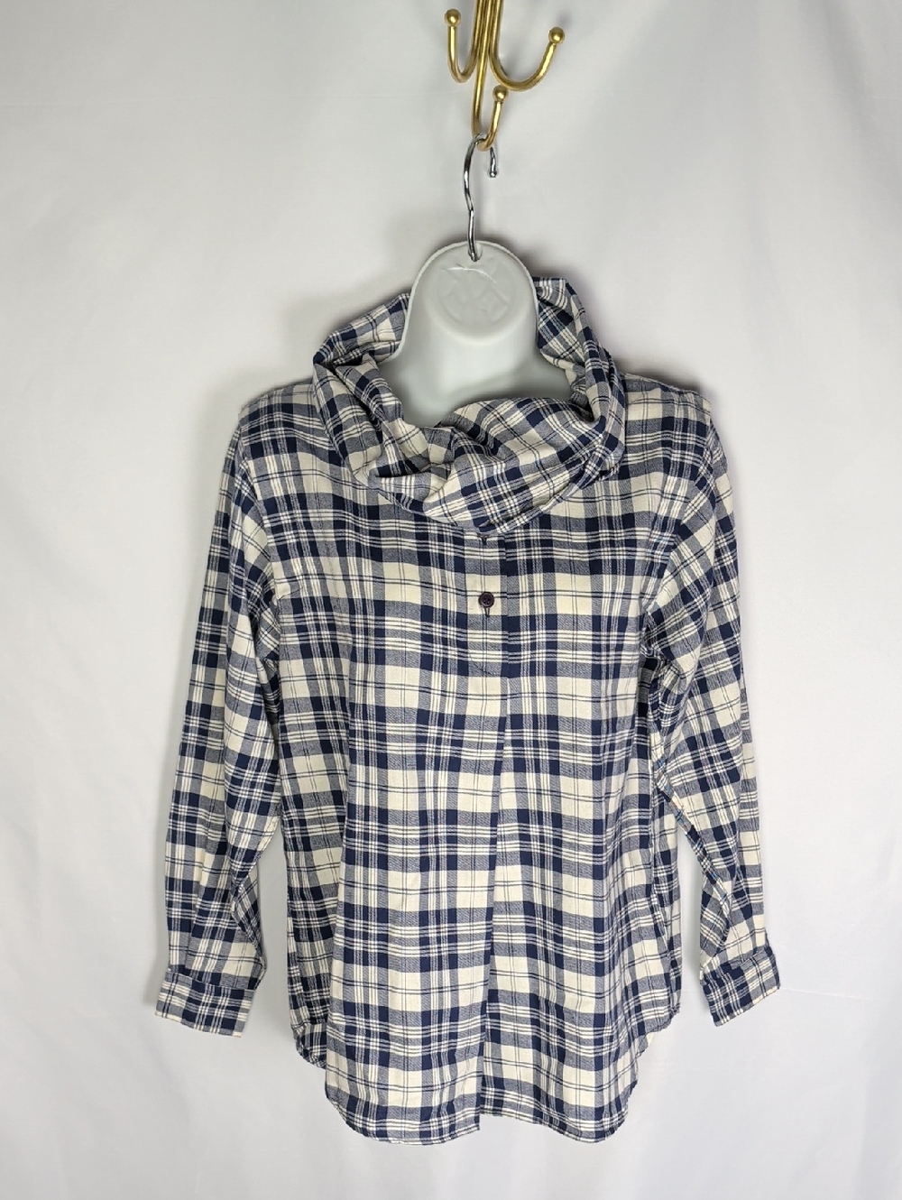 Vintage Snazzie Cowl Neck Plaid Shirt Sz 5 Small 90s Tartan Pullover